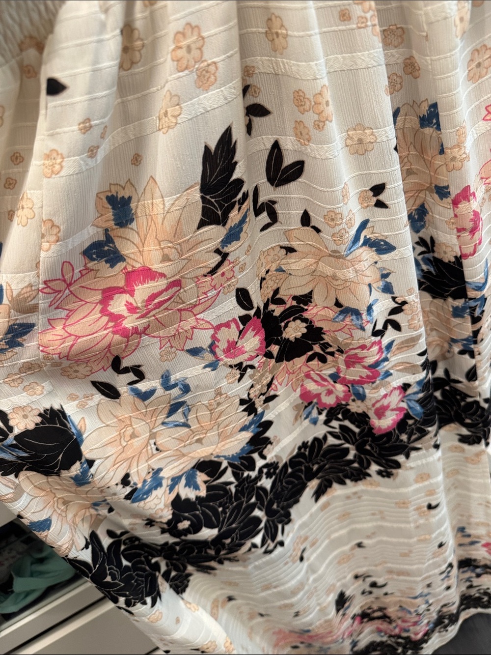 ENCREME Floral Maxi Dress in Cream, Pink & Blue - Picture 3 of 3